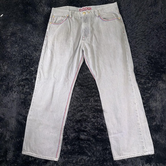 Coogi Jeans Mens 42x35 Gray Premium Colors Embroidered Back Pockets Baggy Y2K - Picture 6 of 14